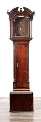 Lot 46 - AN 18TH CENTURY OAK AND MAHOGANY LONGCASE CLOCK CASE