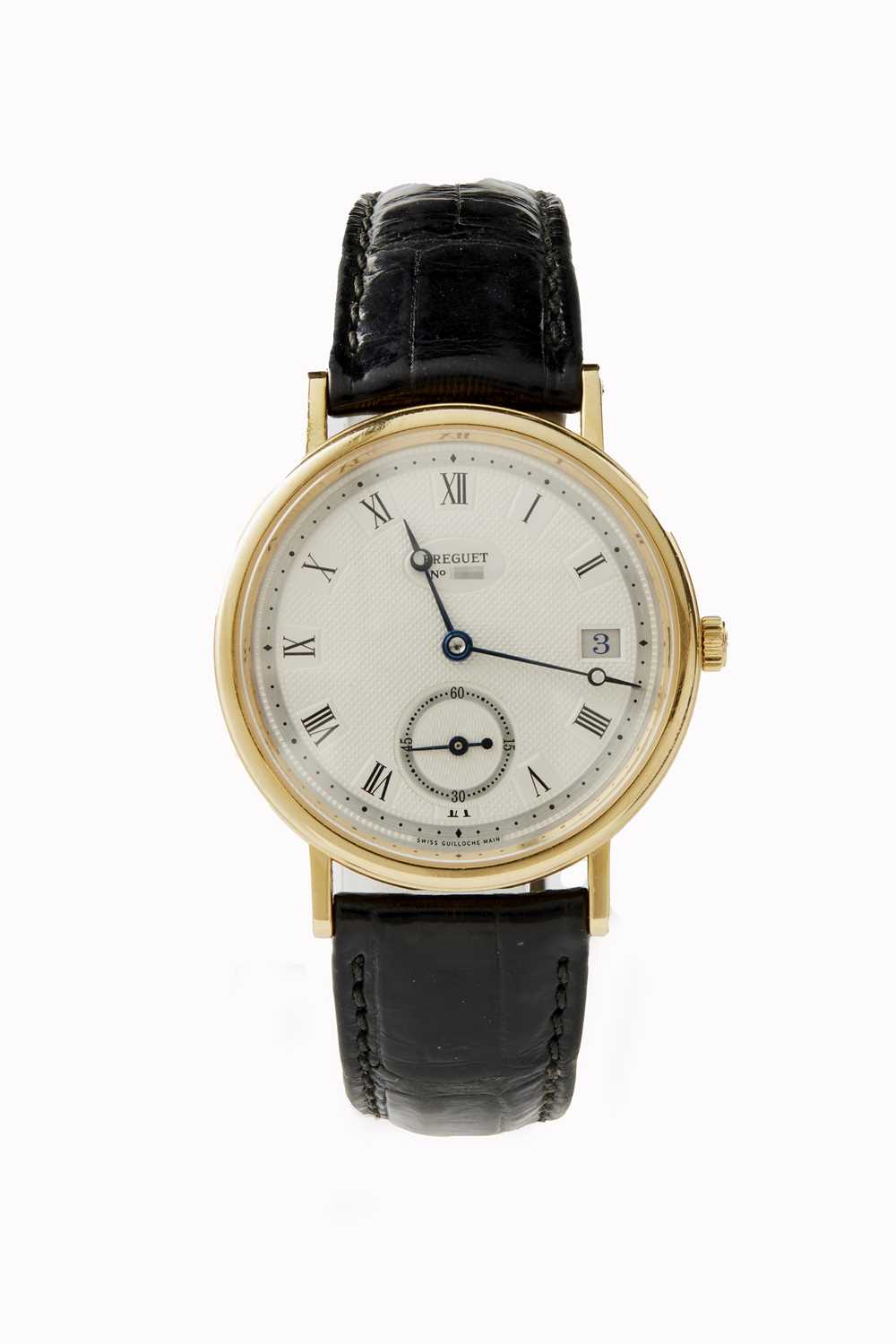 Lot 335 - A BREGUET REFERENCE 5920 GENTLEMEN'S 18CT GOLD WRISTWATCH ON CROCODILE STRAP