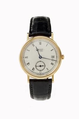 Lot 335 - A BREGUET REFERENCE 5920 GENTLEMEN'S 18CT GOLD WRISTWATCH ON CROCODILE STRAP
