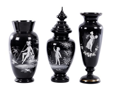 Lot 59 - THREE LARGE PIECES OF 19TH CENTURY GLASS BY MARY GREGORY