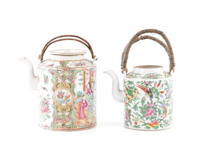 Lot 159 - TWO 19TH CENTURY CANTONESE PORCELAIN TEAPOTS
