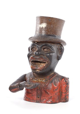 Lot 326 - A LATE 19TH CENTURY PAINTED CAST IRON 'JOLLY' MECHANICAL MONEY BANK