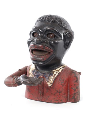 Lot 344 - A LATE 19TH CENTURY PAINTED CAST IRON 'JOLLY' MECHANICAL MONEY BANK