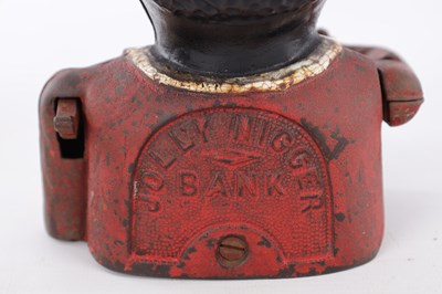 Lot 344 - A LATE 19TH CENTURY PAINTED CAST IRON 'JOLLY' MECHANICAL MONEY BANK