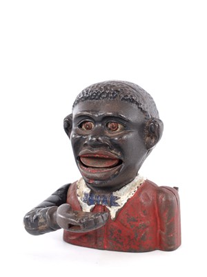 Lot 394 - A LATE 19TH CENTURY PAINTED CAST IRON 'JOLLY' MECHANICAL MONEY BANK OF SMALLER SIZE