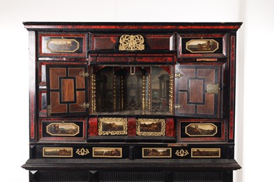 Lot 1126 - A FINE 17TH CENTURY ANTWERP TORTOISESHELL AND EBONY CABINET ON LATER STAND
