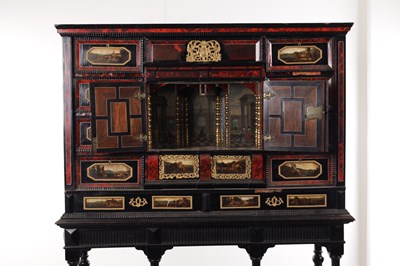 Lot 1126 - A FINE 17TH CENTURY ANTWERP TORTOISESHELL AND EBONY CABINET ON LATER STAND