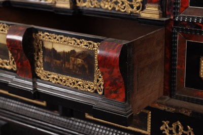 Lot 1126 - A FINE 17TH CENTURY ANTWERP TORTOISESHELL AND EBONY CABINET ON LATER STAND
