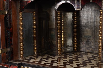 Lot 1126 - A FINE 17TH CENTURY ANTWERP TORTOISESHELL AND EBONY CABINET ON LATER STAND