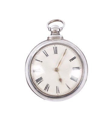 Lot 217 - A PAIR CASED SILVER VERGE POCKET WATCH