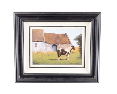 Lot 908 - GREGORY MOORE. A CONTEMPORARY OIL ON BOARD
