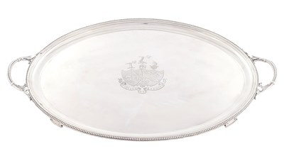 Lot 391 - A LARGE LATE VICTORIAN LONDON SILVER TWO-HANDLED OVAL TRAY