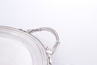 Lot 391 - A LARGE LATE VICTORIAN LONDON SILVER TWO-HANDLED OVAL TRAY