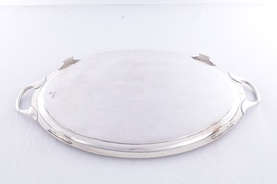 Lot 391 - A LARGE LATE VICTORIAN LONDON SILVER TWO-HANDLED OVAL TRAY