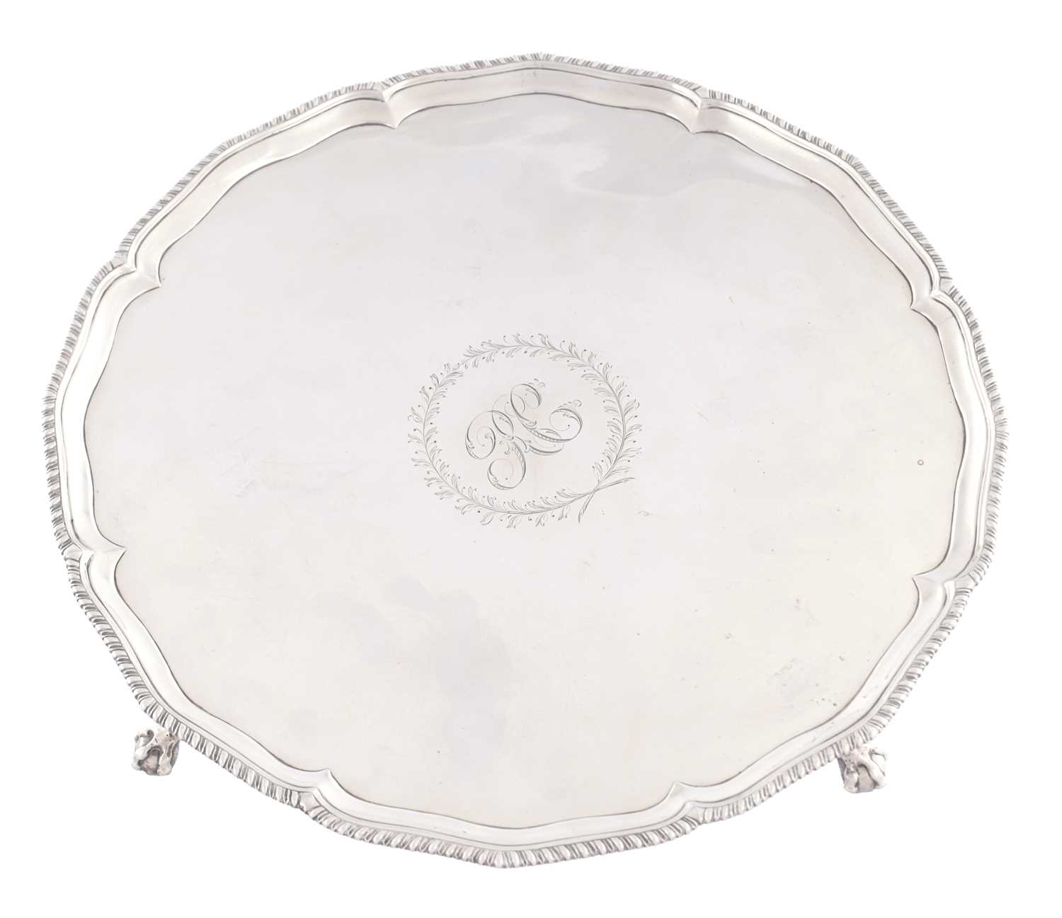 Lot 442 - A LATE 18TH CENTURY SILVER SALVER