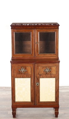 Lot 1303 - A GEORGE III BRASS INLAID MAHOGANY FRENCH SIDE CABINET