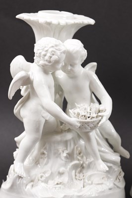 Lot 413 - A PAIR OF 19TH CENTURY MEISSEN PORCELAIN FIGURAL EPERGNE