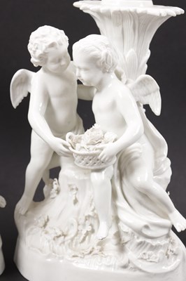Lot 413 - A PAIR OF 19TH CENTURY MEISSEN PORCELAIN FIGURAL EPERGNE