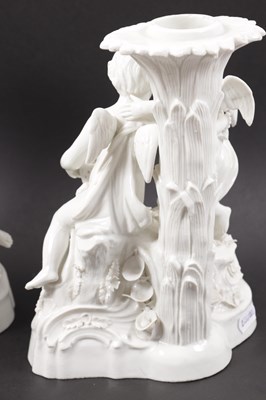 Lot 413 - A PAIR OF 19TH CENTURY MEISSEN PORCELAIN FIGURAL EPERGNE