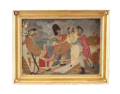 Lot 828 - AN EARLY 19TH CENTURY EMBROIDERED PANEL