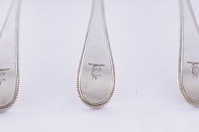 Lot 466 - A SET OF SIX GEORGE III SILVER DESSERT SPOONS