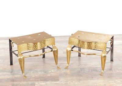 Lot 588 - A PAIR OF EARLY 19th CENTURY BRASS FOOTMEN