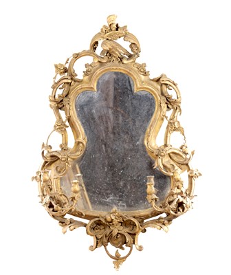 Lot 1147 - A 19TH CENTURY GILT GESSO FRENCH HANGING MIRROR