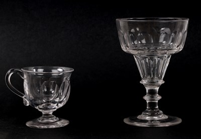 Lot 408 - TWO VICTORIAN GLASSES ONE CUT GLASS GOBLET AND SHERRY GLASS