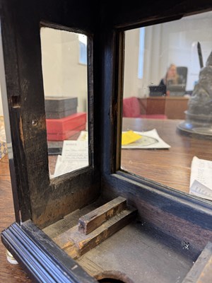 Lot 1119 - WILLIAM SPEAKMAN, LONDON. A GOOD WILLIAM AND MARY EBONY VENEERED BASKET TOP QUARTER STRIKING EIGHT-DAY BRACKET CLOCK