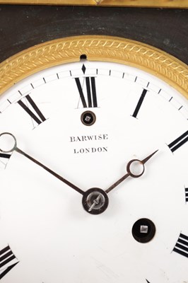 Lot 1025 - BARWISE, LONDON. AN EARLY 19TH CENTURY REGENCY ORMOLU AND ROUGE MARBLE MANTEL CLOCK