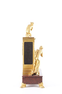 Lot 1025 - BARWISE, LONDON. AN EARLY 19TH CENTURY REGENCY ORMOLU AND ROUGE MARBLE MANTEL CLOCK
