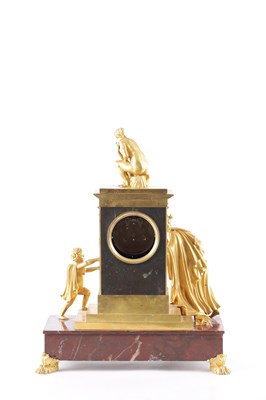 Lot 1025 - BARWISE, LONDON. AN EARLY 19TH CENTURY REGENCY ORMOLU AND ROUGE MARBLE MANTEL CLOCK