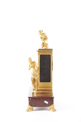 Lot 1025 - BARWISE, LONDON. AN EARLY 19TH CENTURY REGENCY ORMOLU AND ROUGE MARBLE MANTEL CLOCK