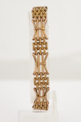 Lot 221 - A 9CT ROSE GOLD HOLD GATE BRACELET WITH LOCKET CLASP