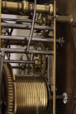 Lot 980 - THOMAS WHEELER, LONDINI FECIT. A LATE 17TH CENTURY 11" EIGHT-DAY WALNUT AND PANELLED MARQUETRY LONGCASE CLOCK