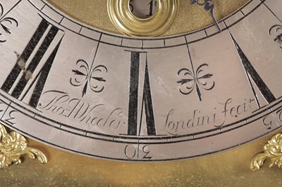 Lot 980 - THOMAS WHEELER, LONDINI FECIT. A LATE 17TH CENTURY 11" EIGHT-DAY WALNUT AND PANELLED MARQUETRY LONGCASE CLOCK