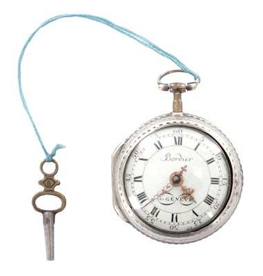 Lot 299 - BORDIER, GENEVE. AN 18TH CENTURY SILVER PAIR CASED VERGE POCKET WATCH