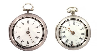Lot 356 - TWO 18TH CENTURY SILVER PAIR CASED POCKET WATCHES