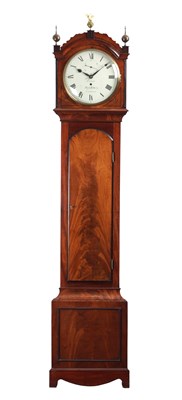Lot 1004 - DAVIE, HIGH HOLBORN, LONDON. A REGENCY FLAMED MAHOGANY EIGHT-DAY WEIGHT DRIVEN DOMESTIC REGULATOR