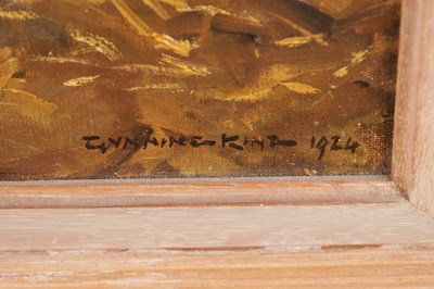 Lot 893 - WILLIAM GUNNING KING (1859-1940) BRITISH. AN EARLY 20TH CENTURY OIL ON CANVAS DEPICTING A FARM SCENE