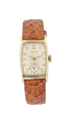 Lot 294 - A VINTAGE 14CT GOLD HAMILTON WRISTWATCH