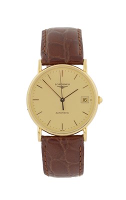 Lot 337 - A GENTLEMAN'S 18CT GOLD LONGINES AUTOMATIC WRISTWATCH