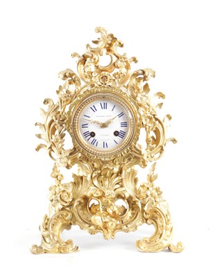 Lot 994 - MONBRO AINE, PARIS. A MID 19TH CENTURY FRENCH ROCOCO STYLE ORMOLU MANTEL CLOCK