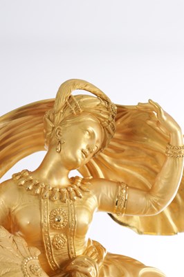 Lot 1085 - A LARGE EARLY 19TH CENTURY FRENCH ORMOLU FIGURAL MANTEL CLOCK WITH MUSICAL BASE