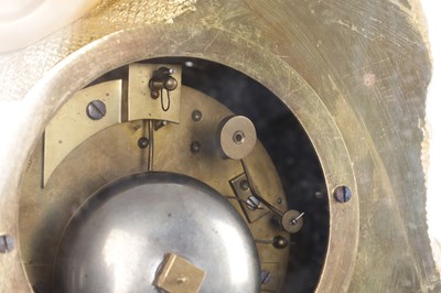 Lot 1085 - A LARGE EARLY 19TH CENTURY FRENCH ORMOLU FIGURAL MANTEL CLOCK WITH MUSICAL BASE