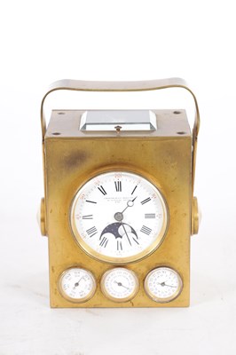 Lot 995 - AN UNUSUAL LATE 19TH CENTURY FRENCH REPEATING CARRIAGE CLOCK WITH MOON PHASE AND YEAR CALENDAR WORK