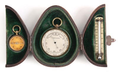 Lot 536 - A LATE 19th CENTURY POCKET BAROMETER AND...