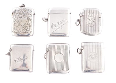 Lot 379 - A COLLECTION OF SIX SILVER VESTA CASES