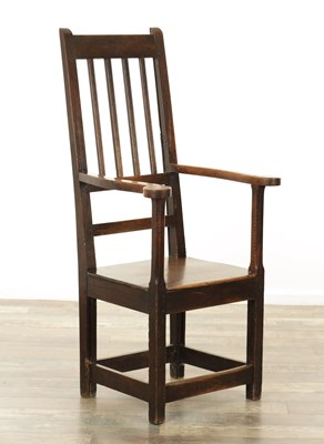Lot 1182 - AN UNUSUAL 17TH CENTURY OAK SCOTTISH ARMCHAIR