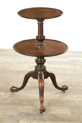 Lot 1143 - A GEORGE III TWO TIER MAHOGANY DUMB WAITER